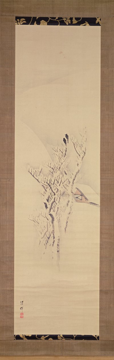 Paysage enneigé avec des corbeaux dans un arbre, c.1820-50 - Yokoyama Seiki